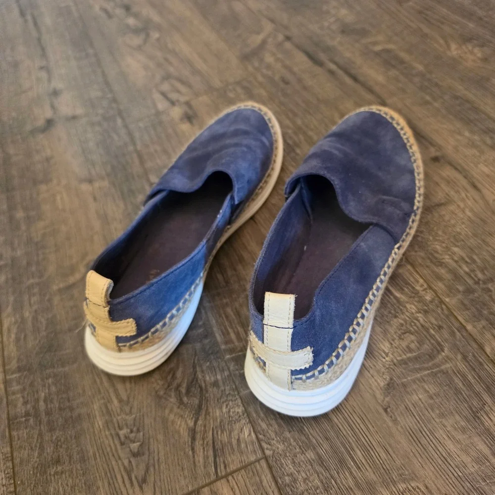 Cole Haan Cloudfeel Espadrille Slip On Shoes Navy Blue Suede Womens